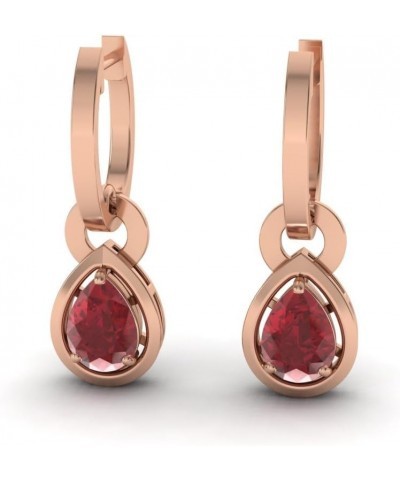 Natural and Certified Gemstone Drop Earrings in 14K Solid Gold | 0.64 Carat Earrings for Women 14K Rose Gold Ruby $294.80 Ear...