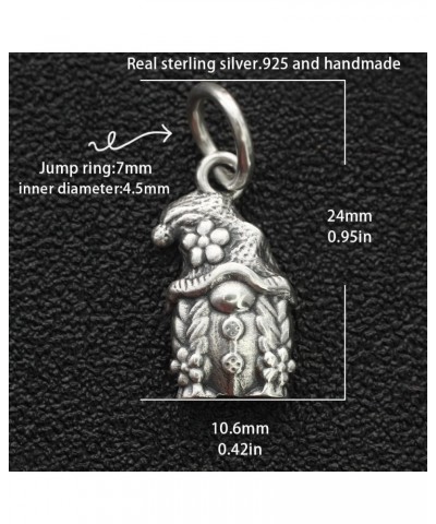 Unique Gnome Girl Pendant Charm In Real 925 Sterling Silver Goblin Dwarf Fairy Women Jewelry Xmas $11.19 Necklaces