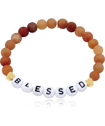 Faith Brave Love Inspirational Bracelets, Natural Matte Aventurine Beads Bracelet 17cm/6.7inch BLESSED-red $8.99 Bracelets