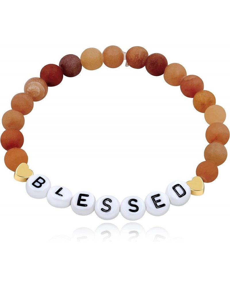 Faith Brave Love Inspirational Bracelets, Natural Matte Aventurine Beads Bracelet 17cm/6.7inch BLESSED-red $8.99 Bracelets