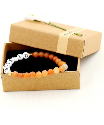 Faith Brave Love Inspirational Bracelets, Natural Matte Aventurine Beads Bracelet 17cm/6.7inch BLESSED-red $8.99 Bracelets