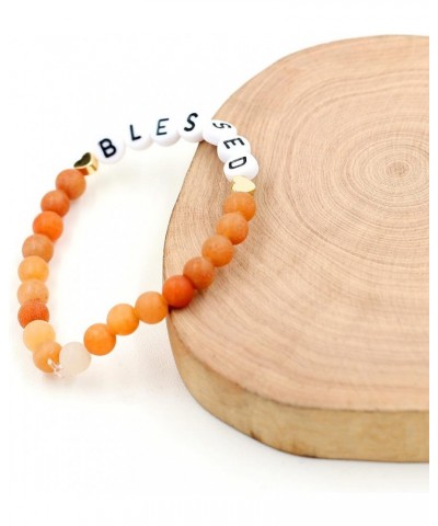 Faith Brave Love Inspirational Bracelets, Natural Matte Aventurine Beads Bracelet 17cm/6.7inch BLESSED-red $8.99 Bracelets