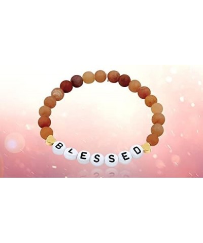 Faith Brave Love Inspirational Bracelets, Natural Matte Aventurine Beads Bracelet 17cm/6.7inch BLESSED-red $8.99 Bracelets