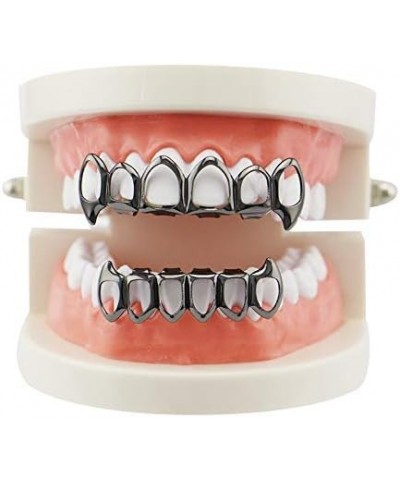 Open Face Grills 6 Teeth Grillz Top and Bottom Set Hip Hop for Your Teeth Gun Black $7.50 Body Jewelry