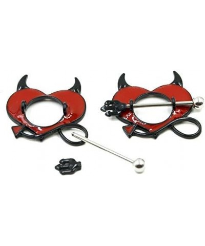 Nipple Ring Shield Piercing Jewelry Gothic Devil Horns Pitchfork Pair 14 gauge sold as pair CH55 $8.47 Body Jewelry