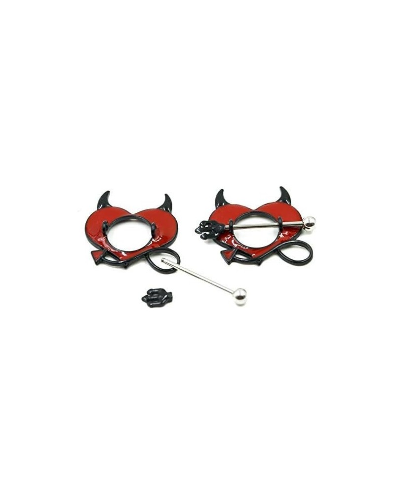 Nipple Ring Shield Piercing Jewelry Gothic Devil Horns Pitchfork Pair 14 gauge sold as pair CH55 $8.47 Body Jewelry