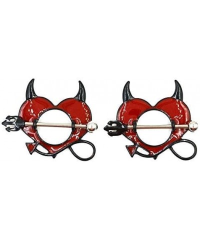 Nipple Ring Shield Piercing Jewelry Gothic Devil Horns Pitchfork Pair 14 gauge sold as pair CH55 $8.47 Body Jewelry