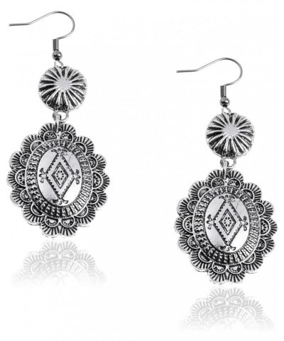 Rustic Couture's Western Earrings for Women Cowgirl Dangling Turquiose Concho Western Jewelry B1-Silver $8.62 Earrings