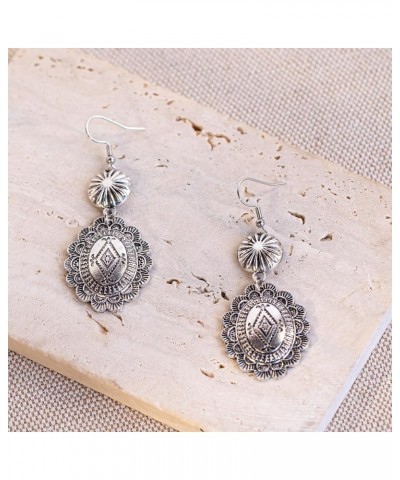 Rustic Couture's Western Earrings for Women Cowgirl Dangling Turquiose Concho Western Jewelry B1-Silver $8.62 Earrings