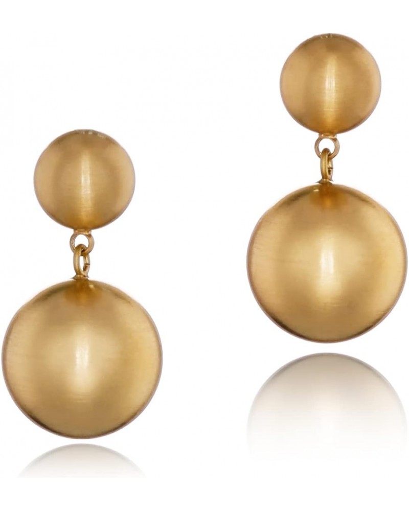 Brushed Double Ball Drop & Dangle Earrings for Women Girls Gold $10.44 Earrings