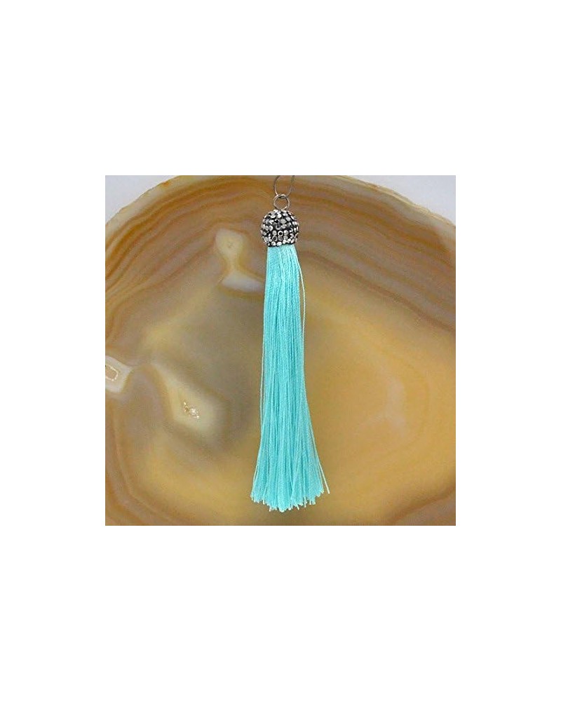 Crystal Silk Tassel Rhinestone Cap Fringe Dangle Stud Earrings or Pendant Accessories (Dangle Earrings (Style 1), 24 Champagn...