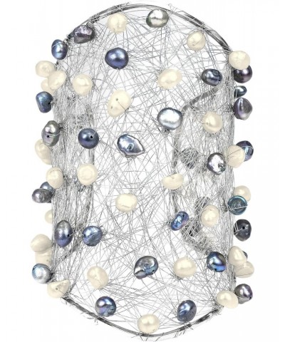 Wide Wire Works Black & White Cultured Freshwater Pearl Mesh Cuff Bracelet $17.02 Bracelets