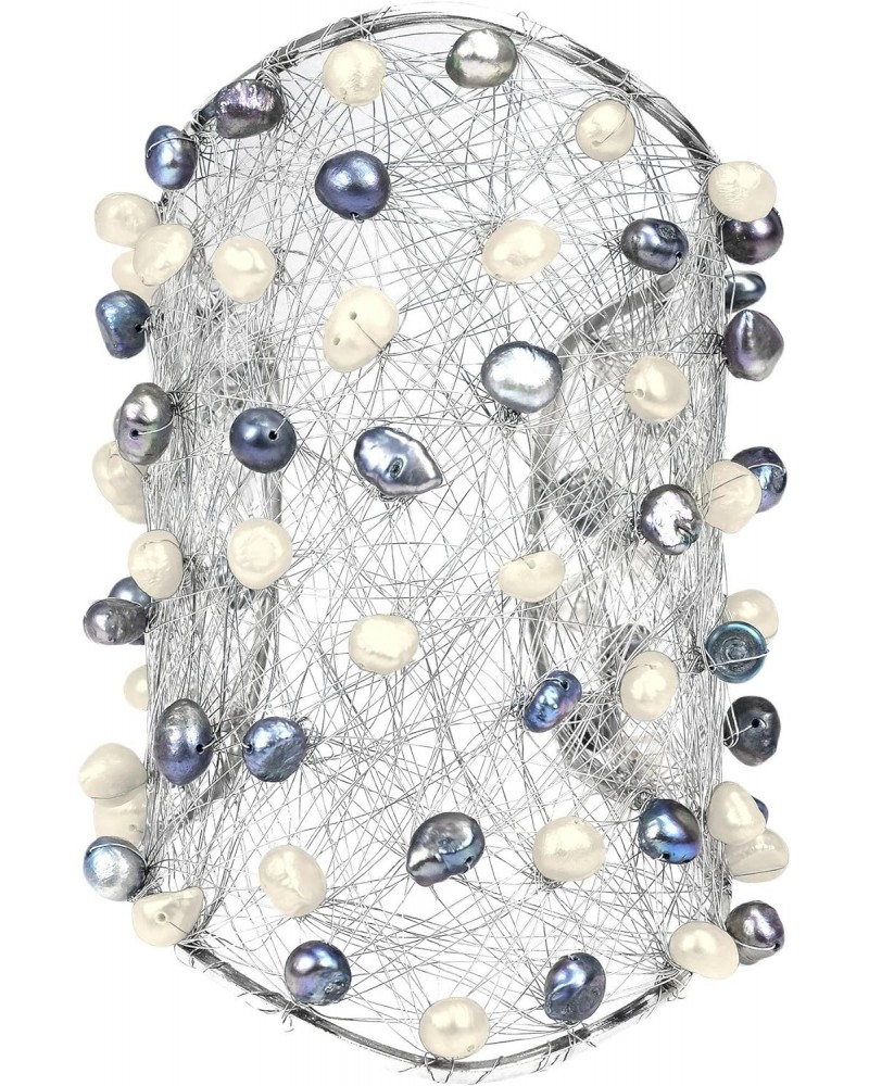 Wide Wire Works Black & White Cultured Freshwater Pearl Mesh Cuff Bracelet $17.02 Bracelets