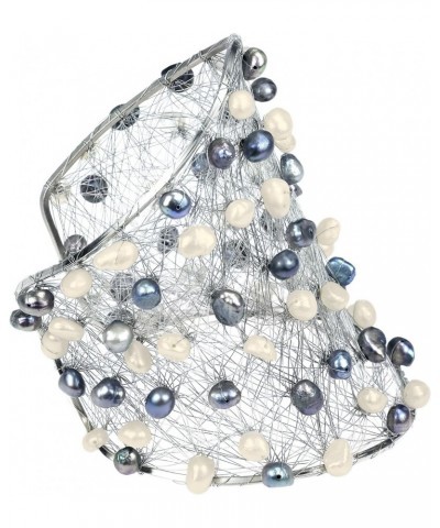 Wide Wire Works Black & White Cultured Freshwater Pearl Mesh Cuff Bracelet $17.02 Bracelets