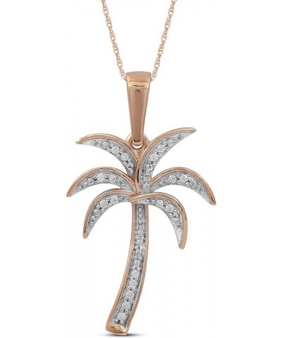 Sterling Silver 1/20ct TDW Diamond Palm Tree Fashion Pendant Necklace for Women(I-J, I2) Rose Gold $39.69 Necklaces