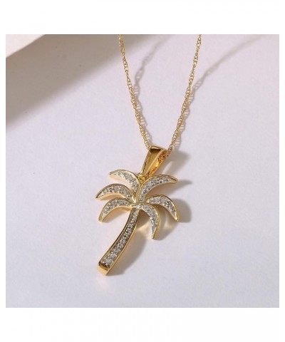 Sterling Silver 1/20ct TDW Diamond Palm Tree Fashion Pendant Necklace for Women(I-J, I2) Rose Gold $39.69 Necklaces