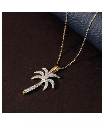 Sterling Silver 1/20ct TDW Diamond Palm Tree Fashion Pendant Necklace for Women(I-J, I2) Rose Gold $39.69 Necklaces