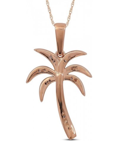 Sterling Silver 1/20ct TDW Diamond Palm Tree Fashion Pendant Necklace for Women(I-J, I2) Rose Gold $39.69 Necklaces