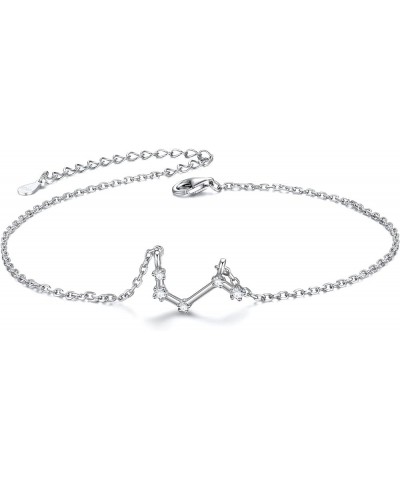 12 Constellation Zodiac Anklet for Women Girls Sterling Silver Cubic Zirconia Horoscope Ankle Bracelets, 8"-10" Adjustable(wi...