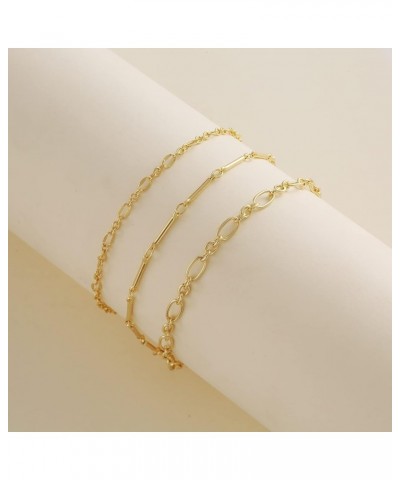 Dainty Gold Bracelets for Women 14k Gold Plated Layered Bracelets Paperclip Bracelets Delicate Satellite Bracelets Beads Bar ...