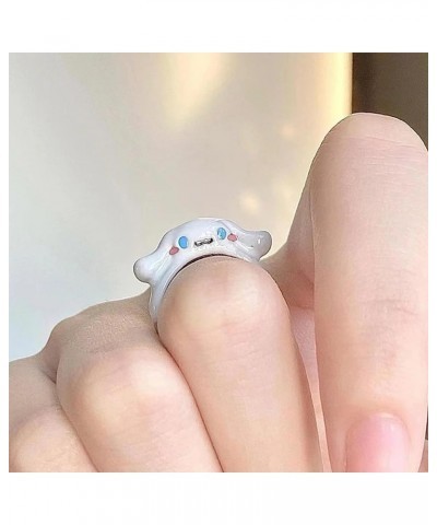 Cute Kitty Ring Set, Knuckle Rings for Women Trendy Cartoon Anime Adjustable Stainless Steel Rings Friendship Gifts Pink & Wh...