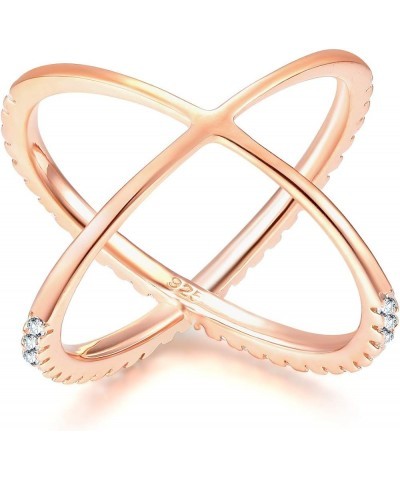 925 Sterling Silver Criss Cross Rings CZ Eternity Engagement Wedding Band Size 3-13 Rose Gold $10.86 Rings