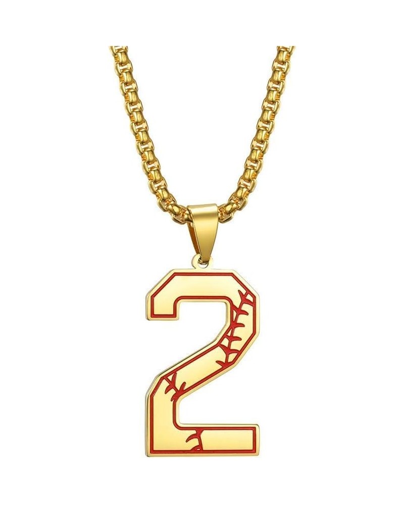 Inspiration Baseball Jersey Number 0-9 Necklace Silver/Gold/Black Stainless Steel Charms Number Pendant for Women Men Gold-2 ...