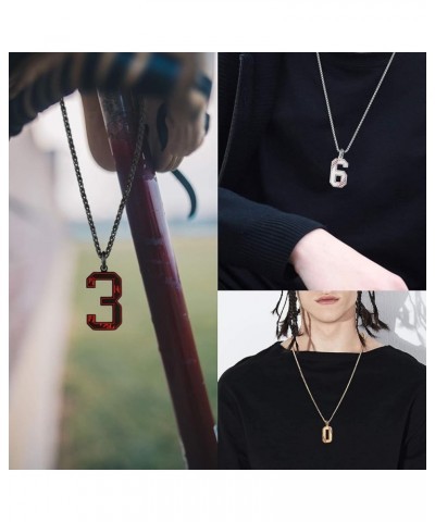 Inspiration Baseball Jersey Number 0-9 Necklace Silver/Gold/Black Stainless Steel Charms Number Pendant for Women Men Gold-2 ...