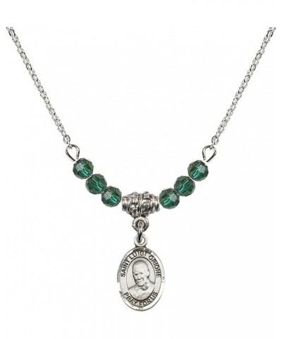 May Birth Month Bead Necklace with Catholic Patron Saint Petite Charm, 18 Inch Saint Luigi Orione $32.51 Necklaces