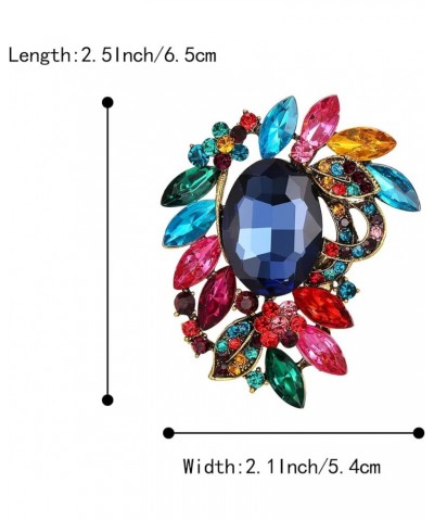 Women 's Elegant Stunning Crystal Rhinestone Marquise Leaf Oval Bouquet Brooch Pin for Party Prom Multicolor Antique-Gold-ton...