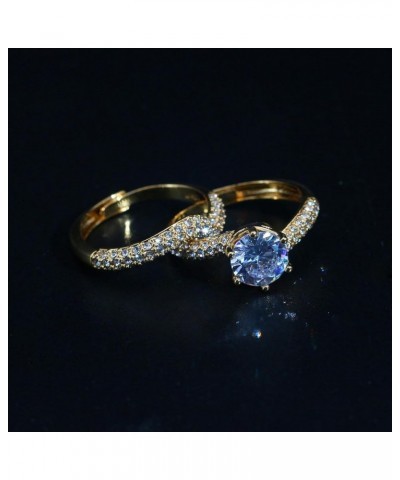 Couple Rings Matching Ring 1.5ct CZ Gold Plated Women Wedding Ring Sets for Him and Her Ring Sets Gold women size7 & men size...