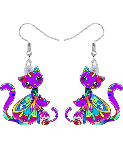 Acrylic Cat Hook Earrings for Women Girls Cute Colorful Cat Hypoallergenic Dangle Drop Earrings Animal Jewelry for Gifts Part...