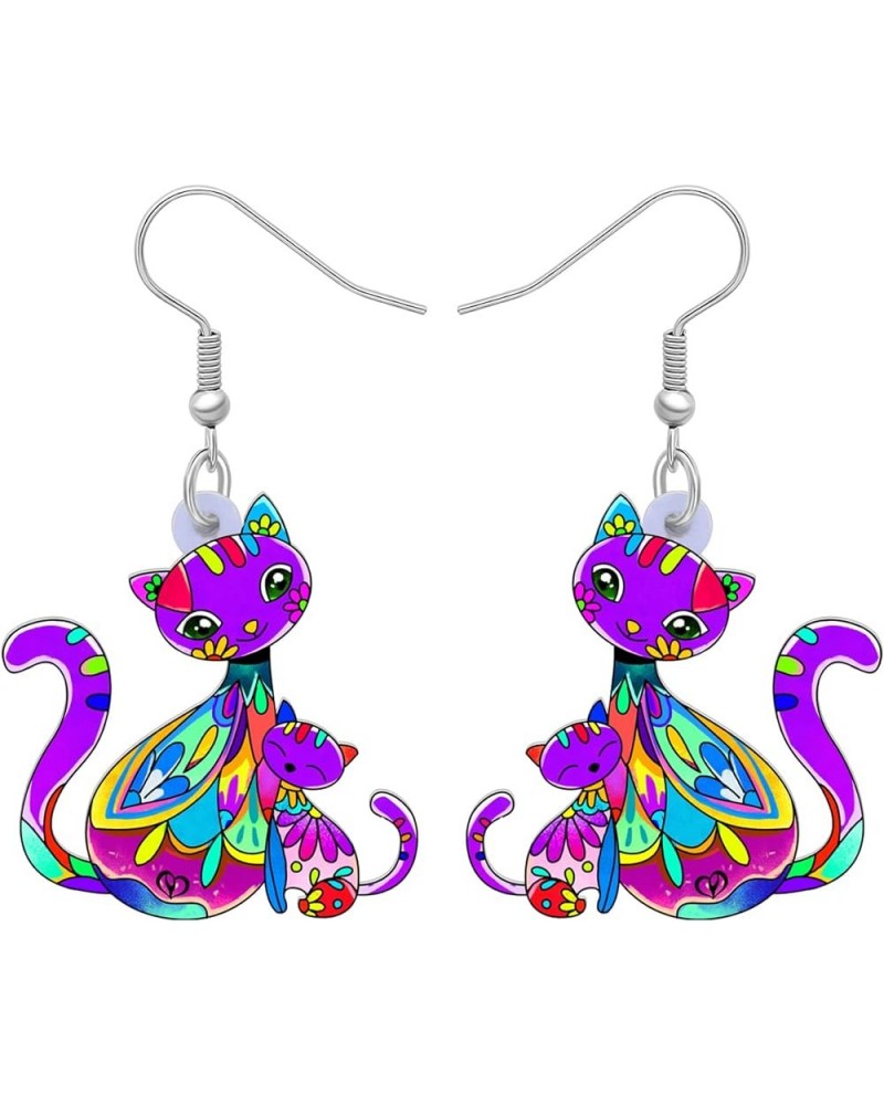 Acrylic Cat Hook Earrings for Women Girls Cute Colorful Cat Hypoallergenic Dangle Drop Earrings Animal Jewelry for Gifts Part...