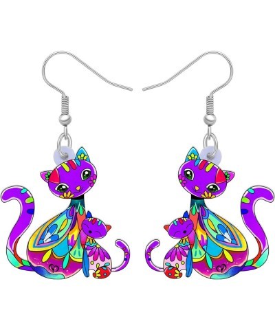 Acrylic Cat Hook Earrings for Women Girls Cute Colorful Cat Hypoallergenic Dangle Drop Earrings Animal Jewelry for Gifts Part...