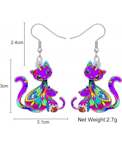 Acrylic Cat Hook Earrings for Women Girls Cute Colorful Cat Hypoallergenic Dangle Drop Earrings Animal Jewelry for Gifts Part...