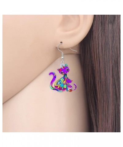 Acrylic Cat Hook Earrings for Women Girls Cute Colorful Cat Hypoallergenic Dangle Drop Earrings Animal Jewelry for Gifts Part...