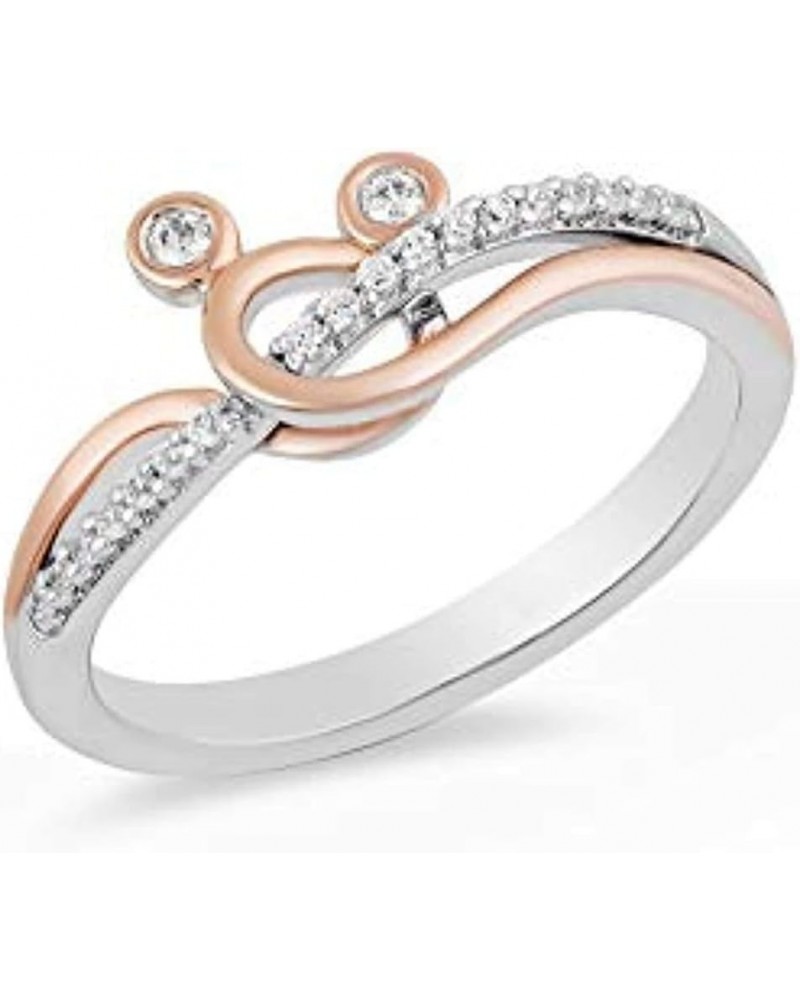 14K Two Tone Gold Plated 925 Sterling Sliver Round Cut D/VVS1 Diamond Mickey Mouse Cocktail Wedding Ring For Women's $35.88 R...