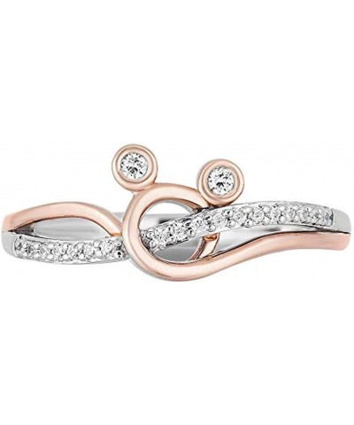 14K Two Tone Gold Plated 925 Sterling Sliver Round Cut D/VVS1 Diamond Mickey Mouse Cocktail Wedding Ring For Women's $35.88 R...