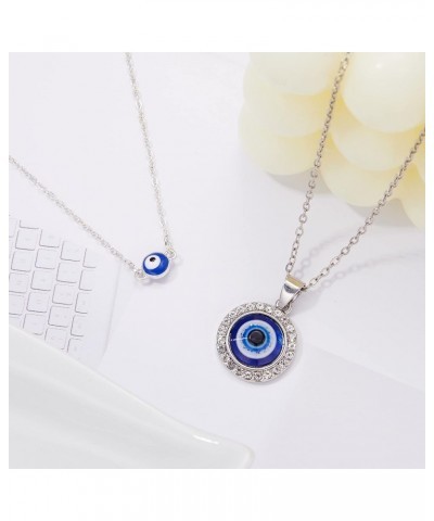 Evil Eye Necklace for Women Men Turkish Blue Eye Bead Necklace Glass Eye Leather Rope Protect Lucky Evil Eye Jewelry for Wome...