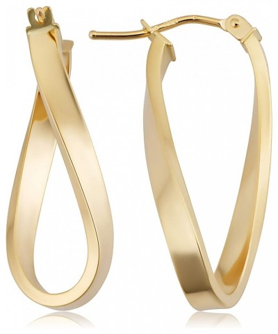 10k Yellow or Rose Gold Polished Finish Twist Oval Hoop Earrings for Women (1 inch) Yellow $46.25 Earrings