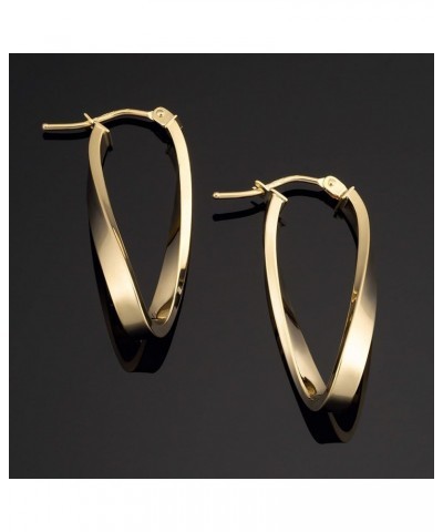 10k Yellow or Rose Gold Polished Finish Twist Oval Hoop Earrings for Women (1 inch) Yellow $46.25 Earrings