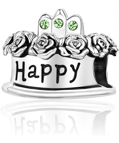 Happy Birthday Cake Bead Charm Bracelets Birthstone Crown Silver Roses Jewelry Charm Bracelet Friends Sister Daughter Grandda...