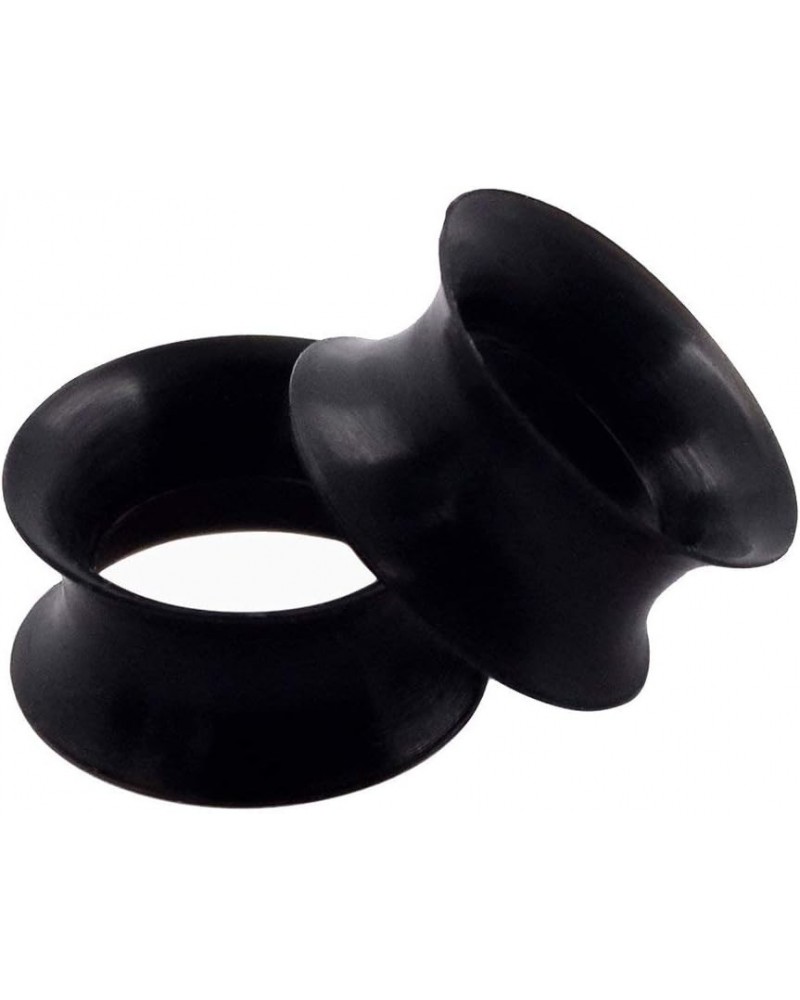 1/2/9 Pairs Black Thin Silicone Flexible Ear Skin Hollow Tunnels Plugs Piercing 8g-1 inch 1 pair 1/2"(12mm) $9.53 Body Jewelry