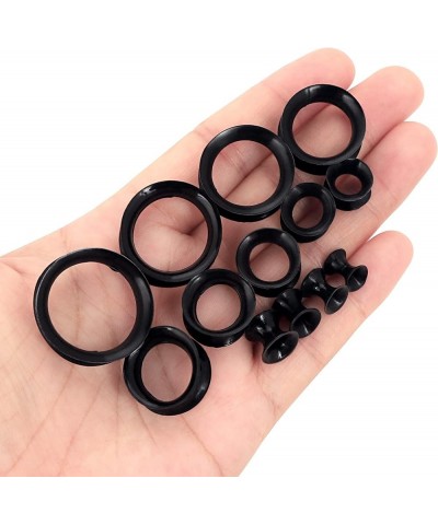 1/2/9 Pairs Black Thin Silicone Flexible Ear Skin Hollow Tunnels Plugs Piercing 8g-1 inch 1 pair 1/2"(12mm) $9.53 Body Jewelry