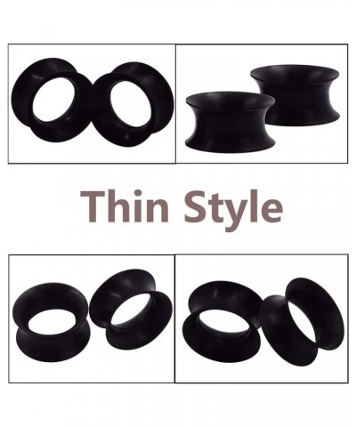 1/2/9 Pairs Black Thin Silicone Flexible Ear Skin Hollow Tunnels Plugs Piercing 8g-1 inch 1 pair 1/2"(12mm) $9.53 Body Jewelry