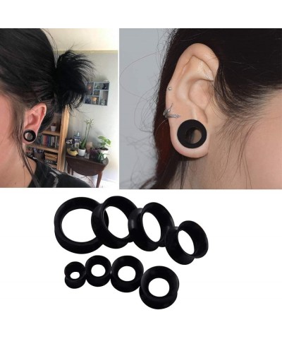 1/2/9 Pairs Black Thin Silicone Flexible Ear Skin Hollow Tunnels Plugs Piercing 8g-1 inch 1 pair 1/2"(12mm) $9.53 Body Jewelry