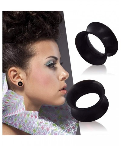 1/2/9 Pairs Black Thin Silicone Flexible Ear Skin Hollow Tunnels Plugs Piercing 8g-1 inch 1 pair 1/2"(12mm) $9.53 Body Jewelry