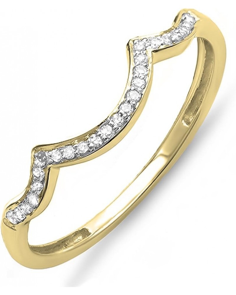 0.10 Carat (ctw) Round White Diamond Stackable Wedding Contour Band in 10K Gold 4 Yellow Gold $84.48 Bracelets