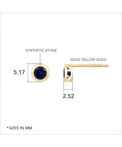 10K Real Solid Gold Solitaire Birthstone Earrings for Women | 10K Yellow Gold Bezel Round Cut Birthstone Studs | 0.25 Carat C...