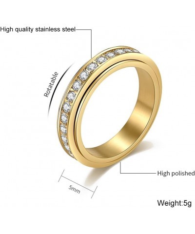 Personalized Eternity Ring Custom Cubic Zirconia Band Fidget Ring Anxiety Rings Stainless Steel Silver Band Spinner Engagemen...